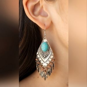 Beautiful Turquoise Fringe Earrings
